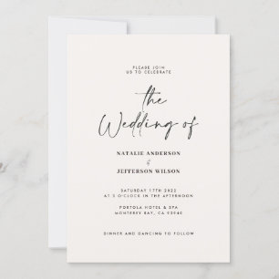 Modern handwritten typography wedding invitation
