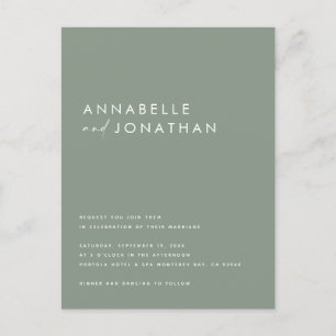 Modern handwritten typography wedding sage green postcard