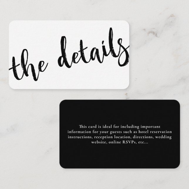 Modern Handwritten Wedding Details Website Info Enclosure Card (Front/Back)