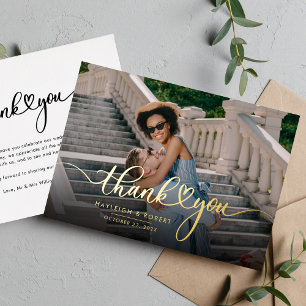 Modern Handwritten Wedding Photo Rose Gold