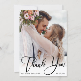 Modern Handwritten Wedding Photo Thank You Card
