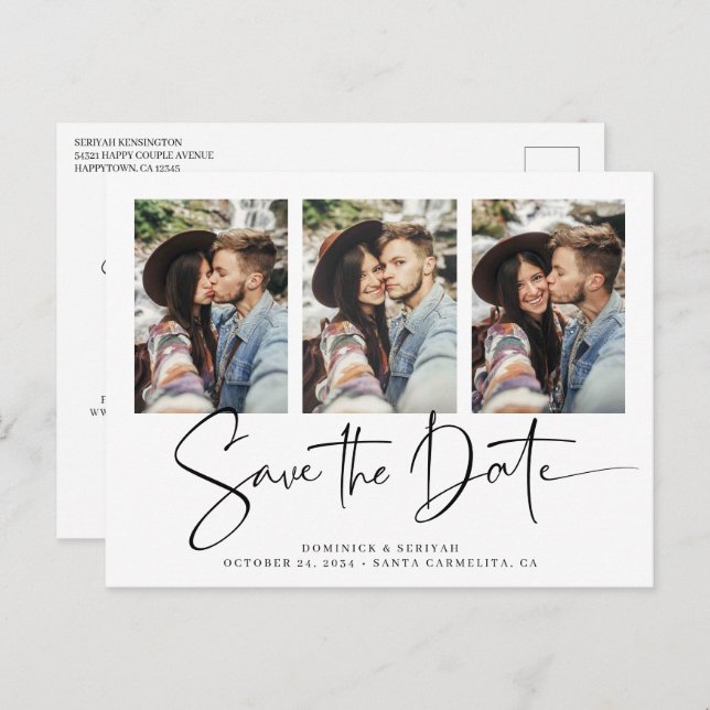 Modern Handwritten Wedding Save the Date Postcard (Front/Back)