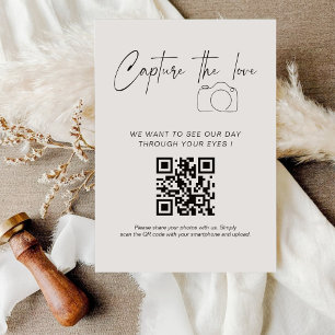 Modern Handwritting Capture The Love QR code  Enclosure Card
