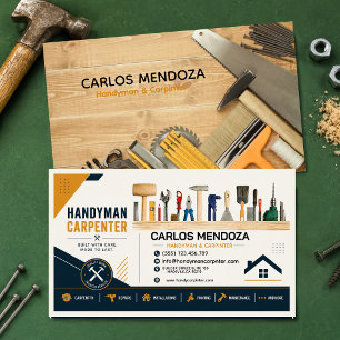 Modern Handyman Business Professional Carpenter Card