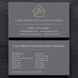 Modern Handyman Construction  Business Card