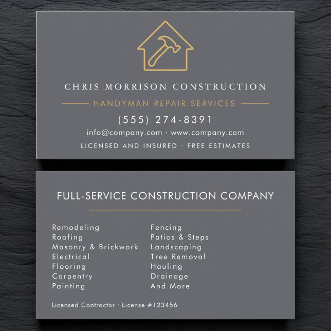 Modern Handyman Construction  Business Card (Creator Uploaded)