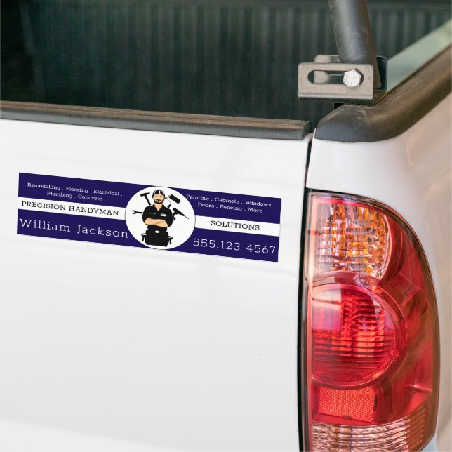 Modern handyman construction custom logo bumper sticker (On Truck)