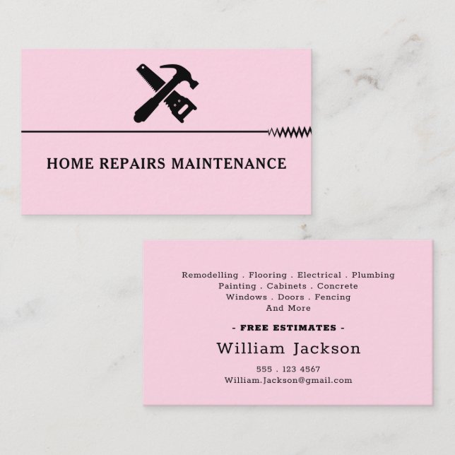 Modern handyman construction custom logo business card (Front/Back)