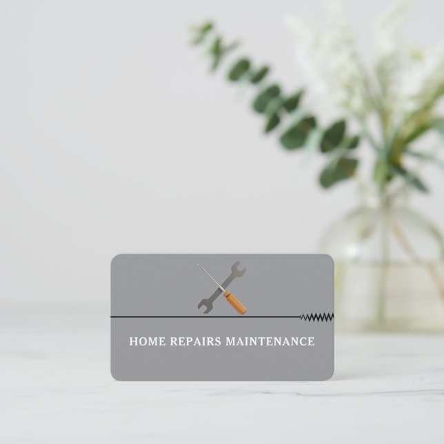 Modern handyman construction custom logo business card (Standing Front)