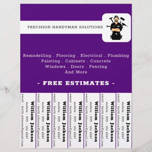 Modern handyman construction custom logo flyer (Front)