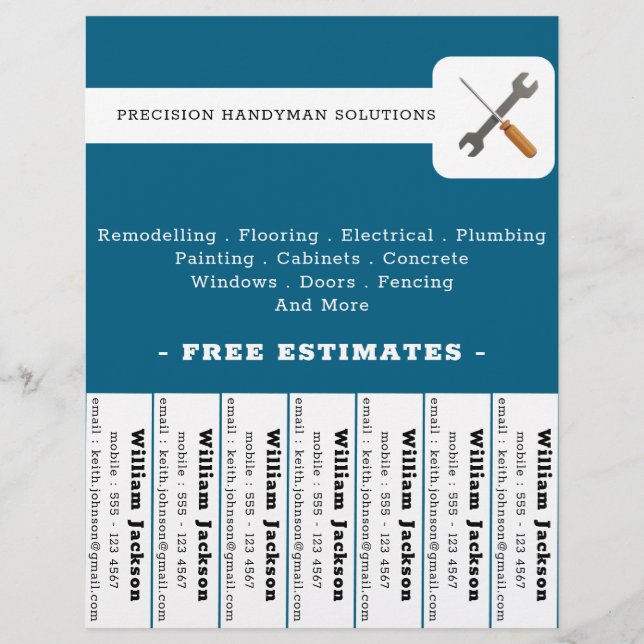 Modern handyman construction custom logo flyer (Front)