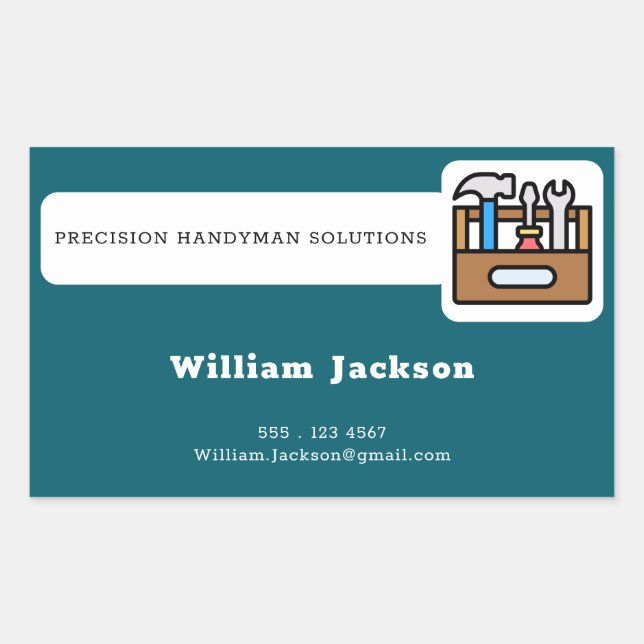 Modern handyman construction custom logo rectangular sticker (Front)