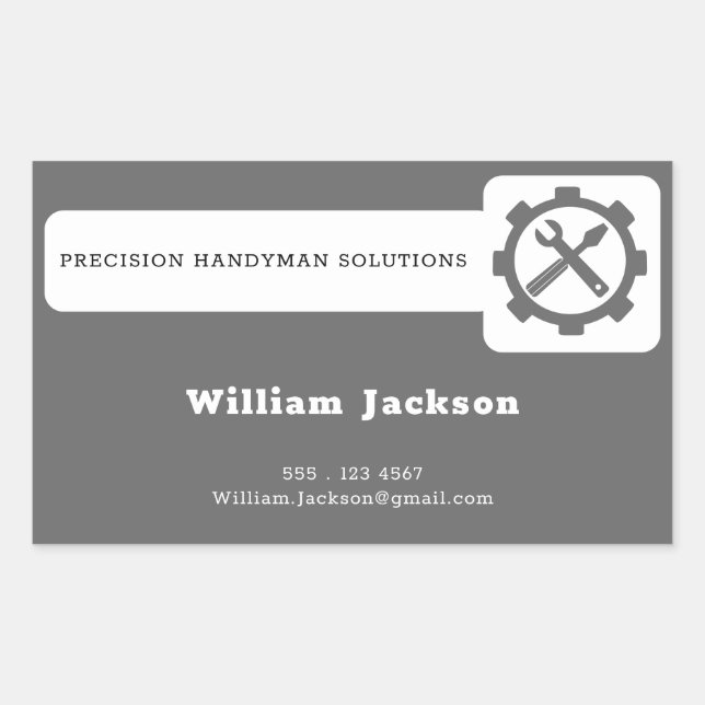 Modern handyman construction custom logo rectangular sticker (Front)