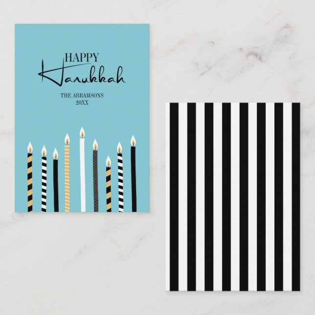 Modern Hanukkah Candles Holiday Mini Note Card (Front/Back)