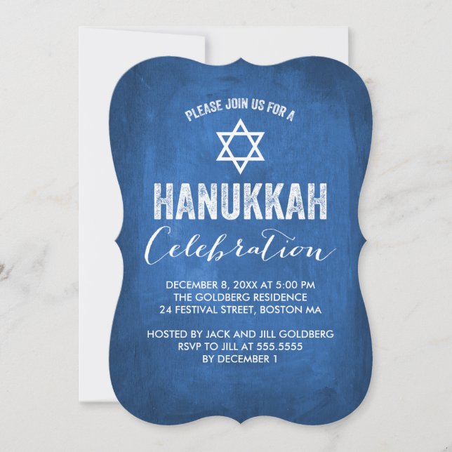 Modern Hanukkah Celebration Invitation (Front)
