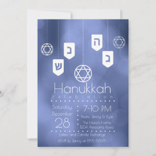 Modern Hanukkah Dreidels Party Invitation