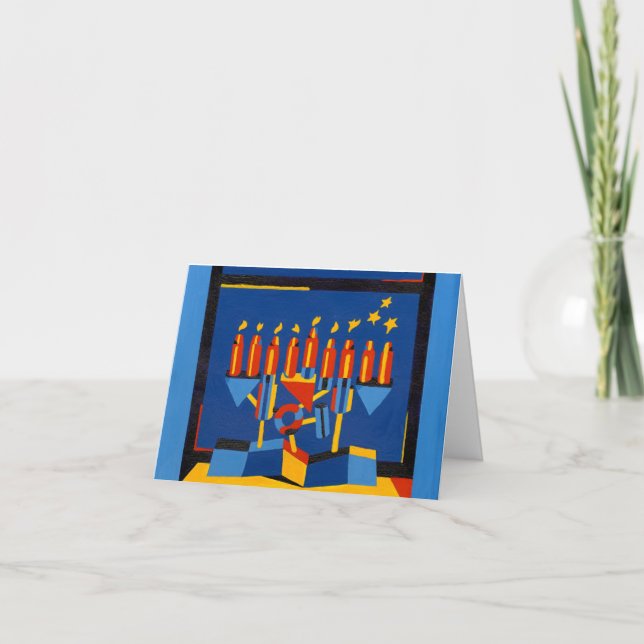 Modern Hanukkah Lamp Holiday Card (Front)
