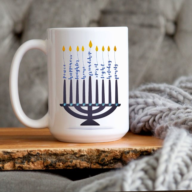 Modern Hanukkah Menorah Festival of Lights Coffee Mug (Creator Uploaded)