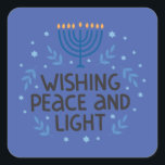 Modern Hanukkah Menorah Square Stickers<br><div class="desc">Beautiful Hanukkah Blues with this fun typography "Wishing" Menorah Square Sticker! 1.5x1.5 inches - Also available in 3" squares/circless</div>