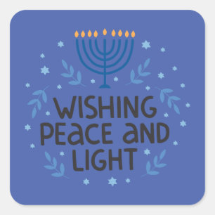 Modern Hanukkah Menorah Square Stickers
