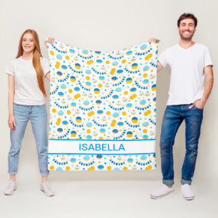 Modern Hanukkah Personalised Fleece Blanket