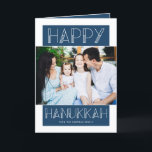 Modern Hanukkah | Photo Holiday Card<br><div class="desc">This fun,  simple photo Hanukkah greeting card features modern typography and a blue and white colour scheme.  The colours can be customised,  if desired.</div>