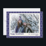 Modern Hanukkah Star Line Pattern Blue Photo Card<br><div class="desc">Wish friends and family a Happy Hanukkah with this simple card featuring a modern Jewish star line pattern in vibrant blue and white,  personalised with your photo,  greeting,  and name.</div>