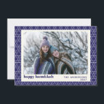 Modern Hanukkah Star Line Pattern Blue Photo Card<br><div class="desc">Wish friends and family a Happy Hanukkah with this simple card featuring a modern Jewish star line pattern in vibrant blue and white,  personalised with your photo,  greeting,  and name.</div>