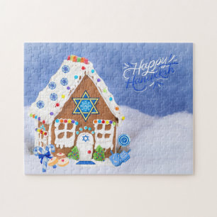 Modern Hanukkah Star of David Gingerbread House Jigsaw Puzzle