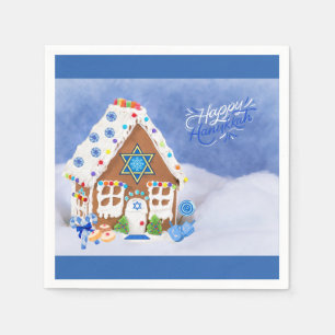 Modern Hanukkah Star of David Gingerbread House Napkin