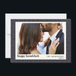 Modern Hanukkah Star Pattern Dark Blue Photo Card<br><div class="desc">Wish friends and family a Happy Hanukkah with this elegant card featuring a simple Jewish star line pattern in dark blue and grey,  personalised with your photo,  greeting,  and name.</div>