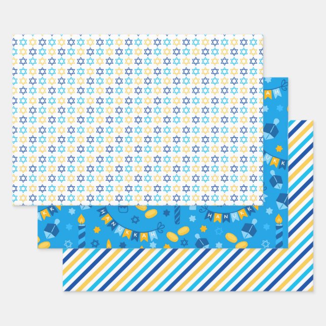 Modern Hanukkah Wrapping Paper Sheet (Set)