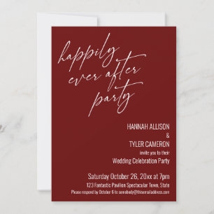 Modern Happily Ever After Party Burgundy Reception Invitation