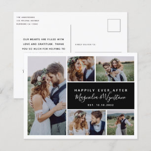 Modern Happily Ever After Photo Collage Wedding Postcard