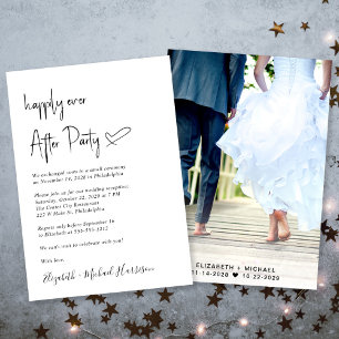Modern Happily Ever After Photo Wedding Reception Announcement