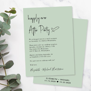 Modern Happily Ever After Sage Wedding Reception Invitation