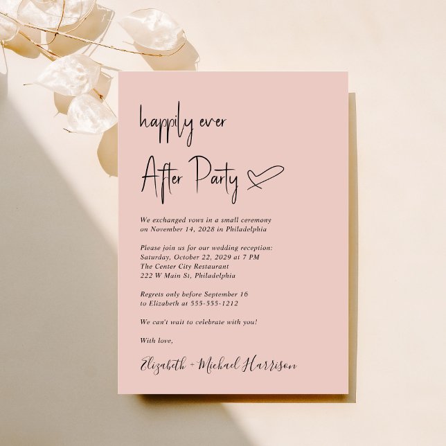 Modern Happily Ever After Wedding Reception Invitation (An chic Happily Ever After Party invitation for your wedding celebration)