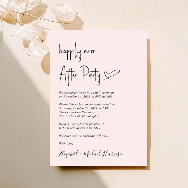 Modern Happily Ever After Wedding Reception Invitation (An chic Happily Ever After Party invitation for your wedding celebration)