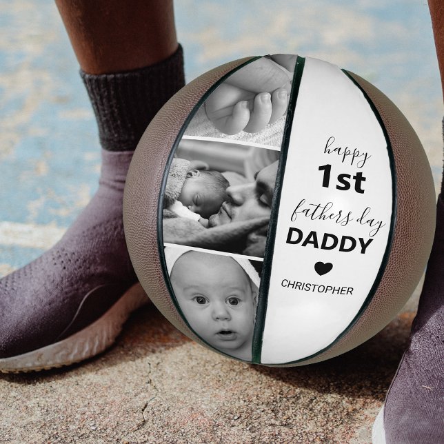 Modern Happy 1st Fathers Day Photo Collage Basketball (Creator Uploaded)