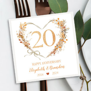 Modern Happy 20th Anniversary Wedding Napkins
