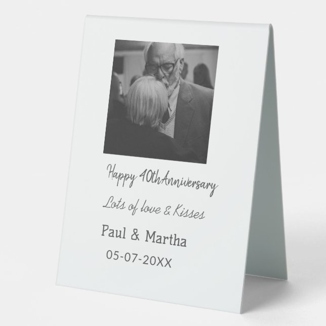 Modern happy 40th anniversary add name date photo (Front)