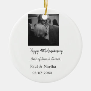 Modern happy 40th anniversary add name date photo ceramic ornament