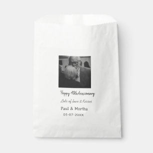 Modern happy 40th anniversary add name date photo favour bag