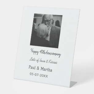 Modern happy 40th anniversary add name date photo pedestal sign