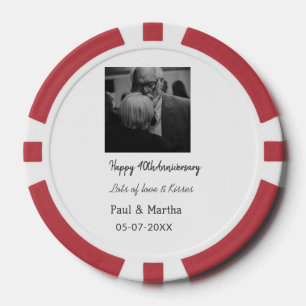 Modern happy 40th anniversary add name date photo poker chips