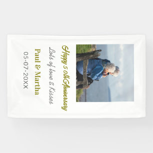 Modern happy 50th anniversary add name date photo banner