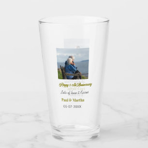 Modern happy 50th anniversary add name date photo glass