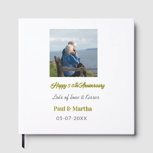 Modern happy 50th anniversary add name date photo guest book