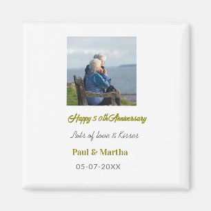 Modern happy 50th anniversary add name date photo  magnet