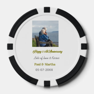Modern happy 50th anniversary add name date photo poker chips